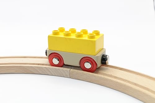 RERA TOYS Holzeisenbahn-Waggon, kombinierbar mit großen Bausteinen (Braun) von RERA TOYS