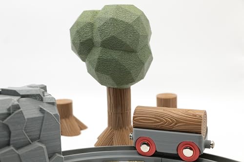 RERA TOYS Holzeisenbahn-Waggon für Holztransport und zerlegbarer Baum von RERA TOYS