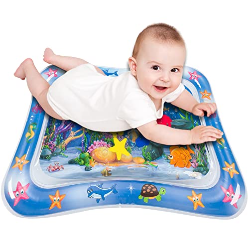 Retoo Wassermatte Baby Wasserspielmatte für 3, 6, 9 Monate Sensorisches Spielzeug Aufblasbare Spielmatte Wassergefüllte Babyspielzeug Motorikspielzeug Geschenk mit Unterwasserwelt 66 x 50cm von Retoo