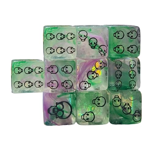 Acryl-Würfel mit Totenkopf-Muster, 6-seitig, abgerundete Kanten, Tischspiel-Zubehör für Party, Unterricht, RPG, Zubehör, Totenkopf-Muster, Tischspiel-Zubehör für Rollenspiele, 10 Stück Acryl-Würfel mit Totenkopf-Muster, 6-seitig, abgerundete Kanten, Tischspiel-Zubehör für Party, Unterricht, RPG, Zubehör, Totenkopf-Muster, Tischspiel-Zubehör für Rollenspiele, 10 Stück von RETUOLWAG
