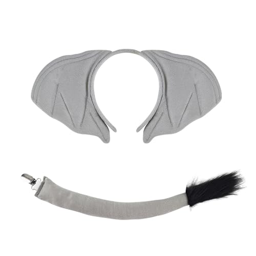 RETUOLWAG Elefanten-Kostüm-Zubehör für Jungen, Mädchen, Halloween, Cosplay, Party, inklusive Stirnband, Schwanz, Handschuh, Fliege und Rock von RETUOLWAG