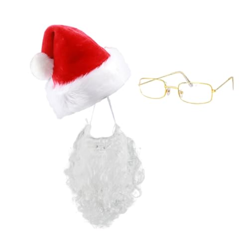 RETUOLWAG Erwachsene Weihnachtsmann Dress Up Outfits Weihnachtsmann Bart Weihnachtsmann Kostüm Hut Weihnachtsmann Haar Brille für Männer Frauen Weihnachten Party von RETUOLWAG