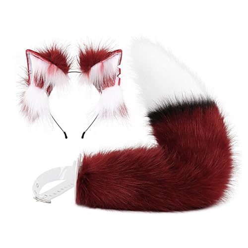 RETUOLWAG Füchse Wolf Füchse Schwanz Ohren Stirnbänder Halloween Weihnachten Fancy Party Kostüm Spielzeug Geschenke für Frauen Mann Cosplays Schwanz von RETUOLWAG