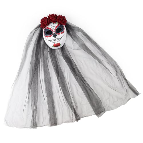 RETUOLWAG Halloween-Kostüm, Rosen-Blumenschleier, gruseliges Braut-Kostüm, Zubehör für Damen, Cosplay von RETUOLWAG