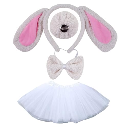 RETUOLWAG Hundekostüm-Set, Hundeohren, Stirnbänder, Fliege, Schwanz, Nase, Handschuh, Tutus, Rock für Kinder, Halloween-Kostüm, Cosplays, Party von RETUOLWAG