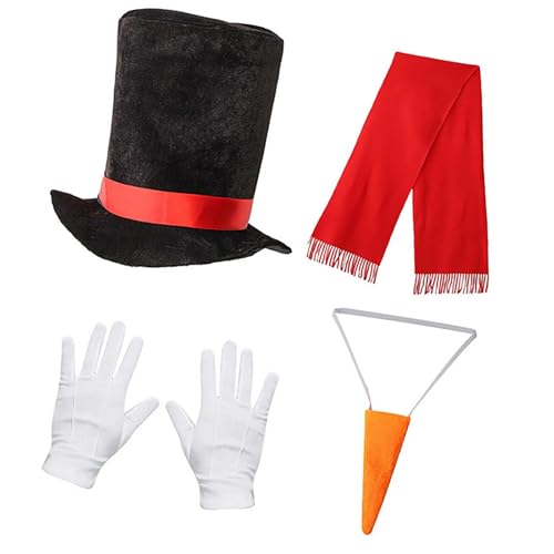 RETUOLWAG Schneemann-Kostüm-Kits für Weihnachten, Winter, frostiges Kostüm, Schneemann-Hut mit Tutus-Rock, Karotte, Nasenschal, Handschuhe, Pompons, Bälle von RETUOLWAG