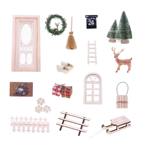 Tischkunstwerk Rentier Türkranz Set für Puppenhäuser Miniatur-Weihnachtsszene Harz Handwerk Dekorationen Harz Puppenhäuser Möbel Tischkunstwerk Rentier Türkranz Set für Puppenhäuser Miniatur-Weihnachtsszene Harz Handwerk Dekorationen Harz Puppenhäuser Möbel von RETUOLWAG