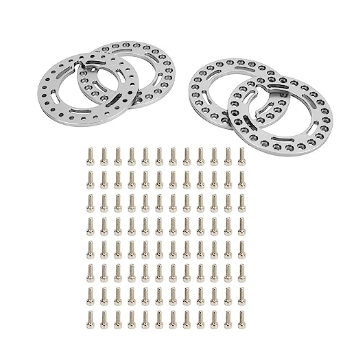 REXVTNS Aluminiumlegierung Ersatz für Rand Fahren Beadlock -Ringe für axiale SCX10 90046 1/10 RC -Auto, 4PCS Harte 1,9 -Zoll -Felgenschlossringe (Silver) von REXVTNS