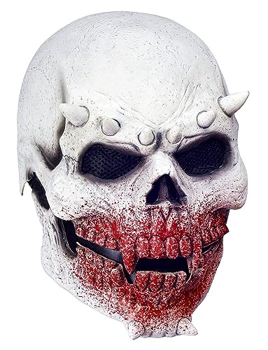 REZNAVA Totenkopfmaske mit beweglichem Kiefer, Halloween, gruseliger Latexhelm, gruselige Maske für Cosplay, Party-Requisiten von REZNAVA