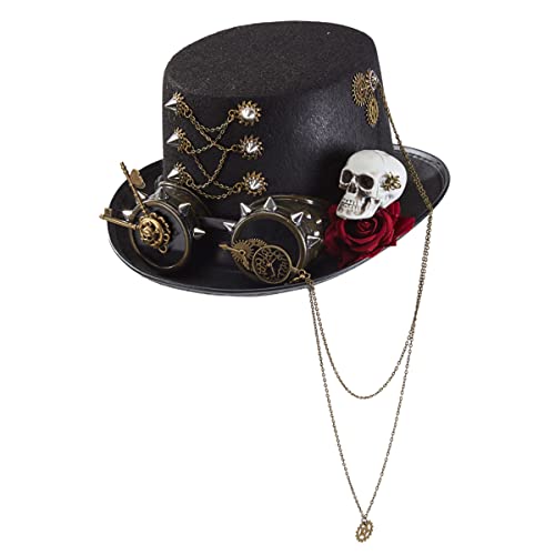 RFRDSPKG Fedora Hut Steampunk Lolita Topper Dark Goth Gear Niet Rose Brille Punk Cap von RFRDSPKG