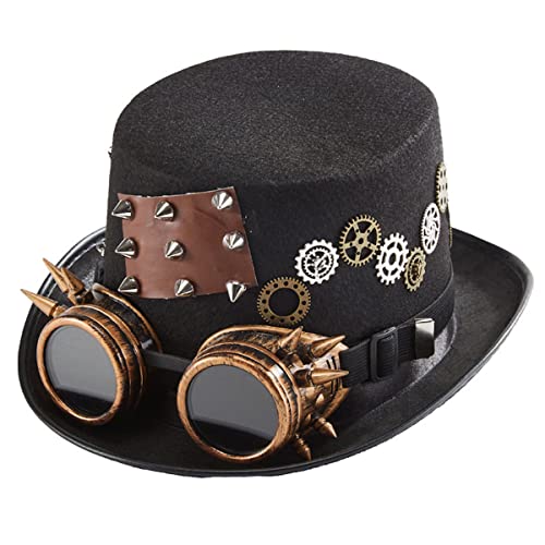 RFRDSPKG Festival Karneval Requisiten Nieten Brille Zylinder Hut Retro Gothic Steampunk Hut von RFRDSPKG