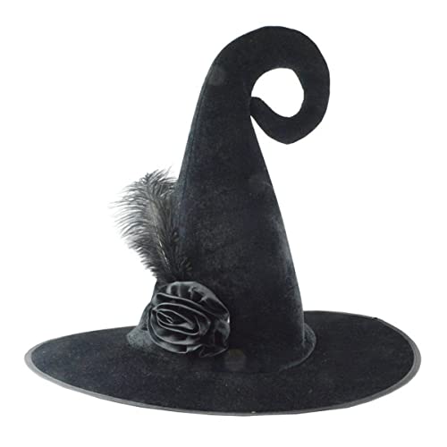 RFRDSPKG Halloween Hut Zauberer Hexe gebogener Hut Karneval Kopfschmuck Rosenhut Damen Cap von RFRDSPKG