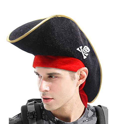 RFRDSPKG Pirates Of Caribbean Captain Hat Piratenhut Red Ribbon Party Cap von RFRDSPKG