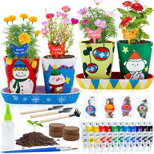 RGBDOT Nursery Set - Flower Garden Kit for Painting and Planting with 4 Pots, Best Birthday Art and Craft Set for Girls and Boys Aged 5-12 Years von RGBDOT