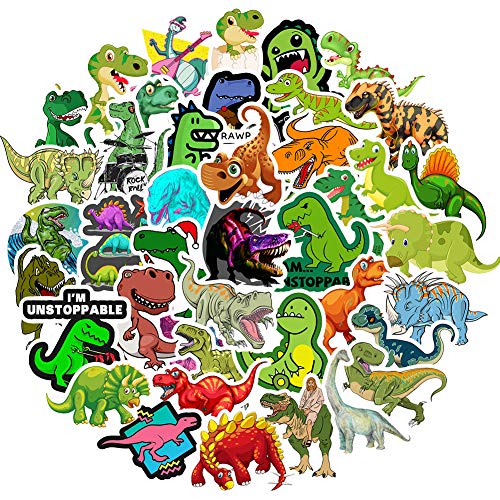 RGBEE Wasserfeste Aufkleber Sticker Pack 50 Stücke, Graffiti Decal Vinyl Sticker Klein für Laptop Koffer Helm Motorrad Skateboard Auto Fahrrad VSCO Aesthetic Sticker, Dinosaurier Aufkleber für Kinder von RGBEE