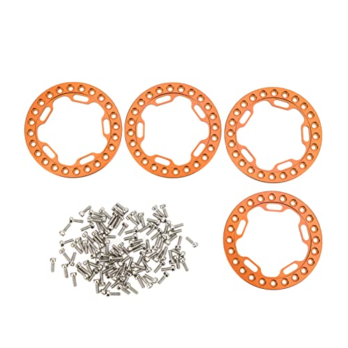 RGBGW 1,9-Zoll-Radaußenringe, Felgen, hohe Abriebfestigkeit, CNC-Bearbeitung, Aluminiumlegierung, RC-Radringe, Felgen für 1/10 RC-Autos (Orange) von RGBGW