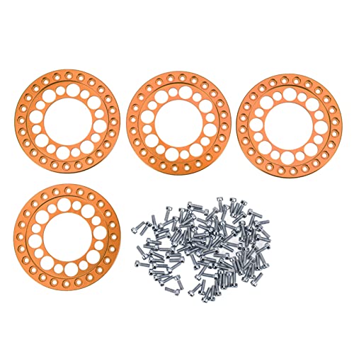 RGBGW RC-Aluminiumlegierung, 1,9-Zoll-Radaußenringe, Felgen erhöhen die Stabilität, verschleißfestes CNC für 1/10 RC-Autos (Orange) von RGBGW