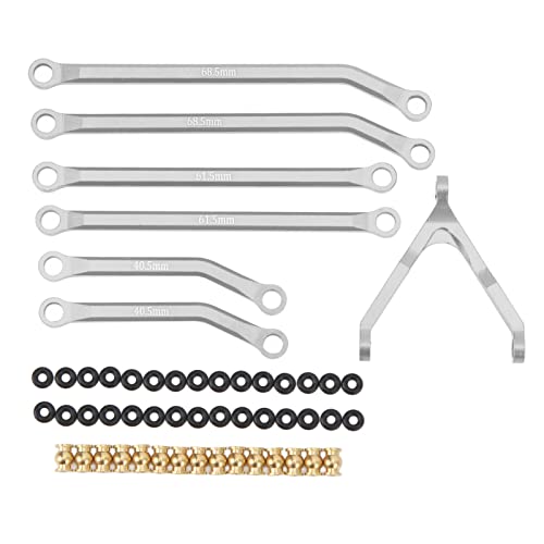 RGBGW RC Spurstangensatz, CNC-Aluminiumlegierung, hohes Spiel, Zugstangengestänge, Endverbinder für Axial SCX24 90081 B17 1/24 Modell (Silver) von RGBGW