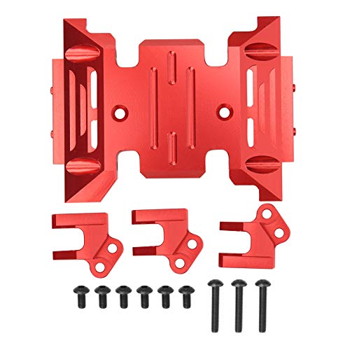 Unterfahrschutzplatte aus Aluminiumlegierung, Basisübertragungsplatte für Axial SCX10 III AXI03007 RC-Zubehör (Red) von RGBGW