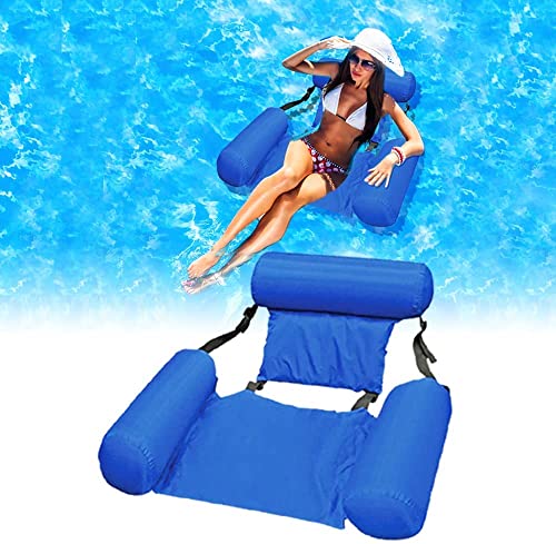 RHESHIN Aufblasbare Wasserhängematte Schwimmbett 4 in1 Wasser Hängematte Loungesessel Pool Lounge luftmatratze aufblasbare hängematte Schwimmbad Strand (Blau-a), 132 cm x 68 cm von RHESHIN