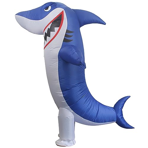 RHESHIN Aufblasbares Kostüm Hai | Kostüm für Erwachsene, Halloween, aufblasbares Kostüm, Cosplay, Aquarium, lustige Party (Shark-Erwachsene) von RHESHIN