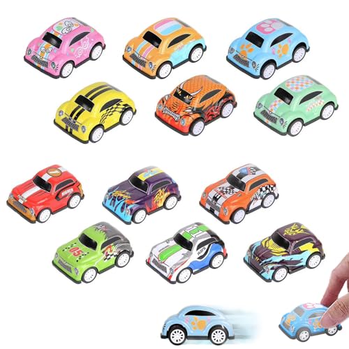 RHQFDM 12 Stück Mini Auto Spielzeug Set Kleines Spielzeugauto Aus Legierung Rückziehauto Spielzeug Geschenke für Kinder Geeignet für Kinder im Alter von 3 bis 12 zum Spielen von RHQFDM