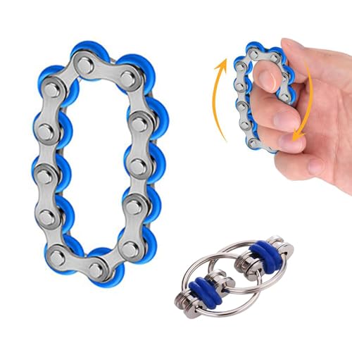 RHQFDM 2 Stück Unendlicher Flip Chain Flippy Chain Game Set Fidget Flippy Chain Stahl Spielzeug Stressabbaukette Spielzeug Zappelspiel zum Stressabbau Fahrrad Kettenrad Dekompression Spielzeug von RHQFDM