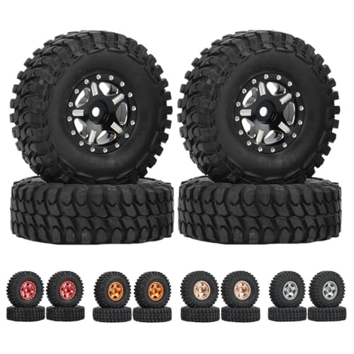 1,0 Zoll Metall Beadlock Rad Reifen Set Kompatibel Mit 1/18 1/24 RC Crawler Auto SCX24 AX24 von RHUCDI