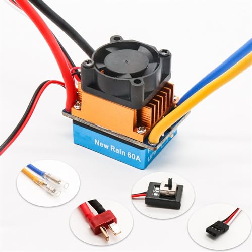 480A wasserdichter gebürsteter ESC-Drehzahlregler mit 5V 3A BEC, kompatibel mit 1/8 1/10 RC-Auto Axial Gen8 und mehr von RHUCDI