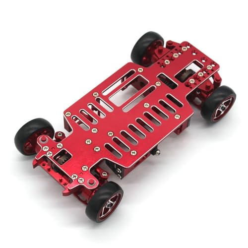 RC Fernbedienung Auto 1/28 Rahmen Metall Upgrade Teile Drift Racing DIY Montage Chassis Kompatibel(Red) von RHUCDI