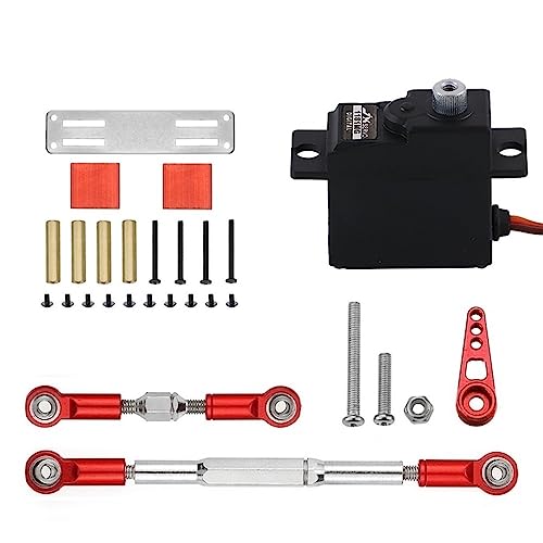 RHUCDI 18g Metallgetriebe-Servo und Lenkstangen-Servohalterungssatz, kompatibel mit RC-Auto-Upgrade, kompatibel mit C14 C24 MN MN99S von RHUCDI