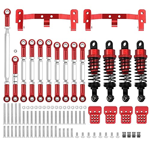 RHUCDI Metallchassis Verbindungsstange Zugstangenhalterung Stoßdämpfersatz RC Autoteile Zubehör Kompatibel mit C14 C24 1/12 MN MN91 MN96 MN98 MN99S von RHUCDI