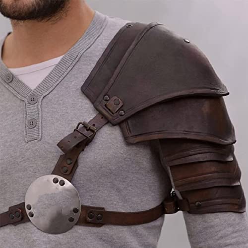 RHXWFDG Viking Knight Gladiator Schulterpanzer, Vintage Gothic Leder Harness Belt Spaulder Pauldrons, Mittelalter Kostüm Cosplay Zubehör, Bühnenrequisiten von RHXWFDG