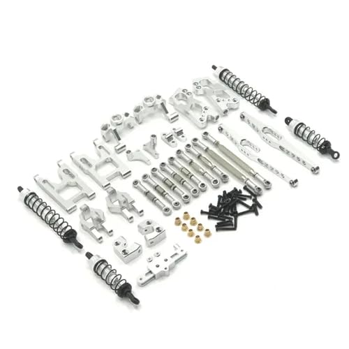 Metall Upgrade Ersatzteile Kompatibel mit 12427 12428 12423 FY-03 1/12 RC Auto Lenkung Tasse Schwinge Körper Stange Stoßdämpfer Kompatible Teile(Silver) von RHXeKS