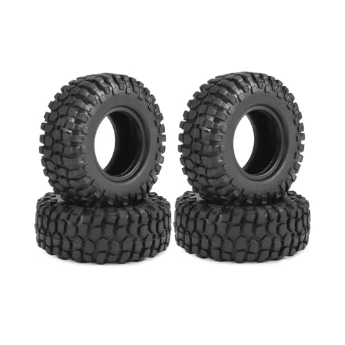 RHXeKS 4 Stück 50 x 20 mm Gummi-Offroad-Reifen mit 1 Zoll Beadlock-Rädern und 7 mm Sechskant, kompatibel mit 1/24 1/18 RC Crawler-Fahrzeugen SCX24(Tires) von RHXeKS