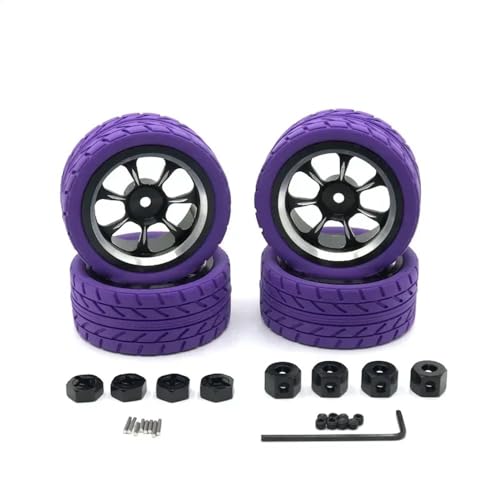 Universal Kompatible Metall Rad Reifen Kompatibel mit MN Modell 1/18 1/16 1/14 1/12 RC Auto Coole Multi-Farbe Reifen Haut Upgrade Teile(Purple) von RHXeKS