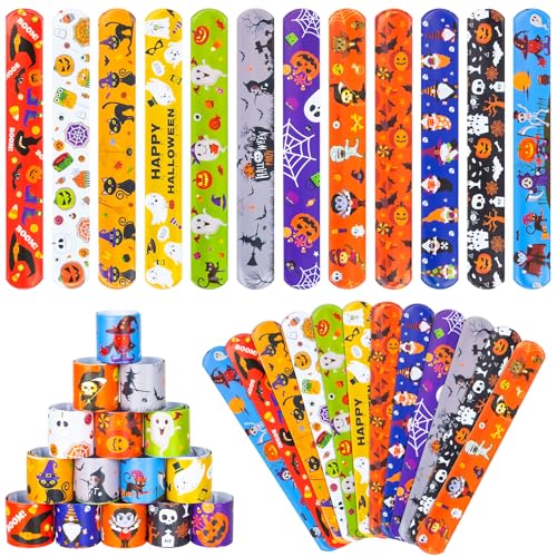 RICEDUO 36 Stück Halloween Schnapparmband für Kinder, 12 verschiedene bunte Halloween-Klatscharmbänder im Großpack für Kinderparty-Geschenke Spielzeug Preise Goodie Bags Füllungen von RICEDUO