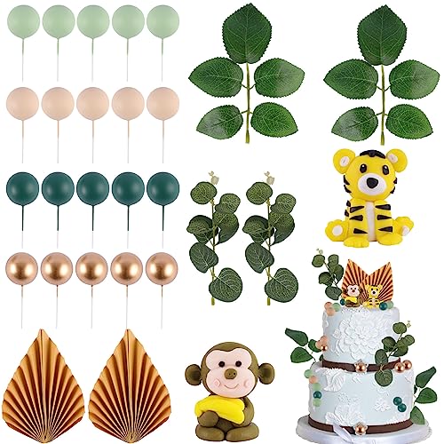 RICKMASK 27PCS Tortendeko Kugeln Dschungel Cake Topper Hochzeit Torte Deko Kuchen Topper Gender Reveal Kuchen Dekoration Kugel für Geburtstag Party Kinder Mädchen Baby Shower von RICKMASK