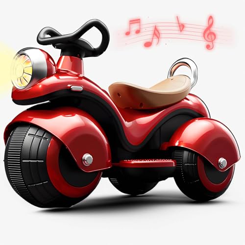 Kinder Elektrisches Motorrad, 6V4AH Elektrische Motorrad Fahrt , Ride-On Motorrad mit langsamem Start, batteriebetriebenes Motorrad mit 380 High Speed Motor, Musik, verschleißfeste Reifen,Rot von RIDEONMOP