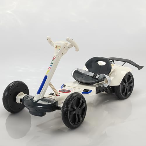 RIDEONMOP 6V 7Ah Faltbares Go-Kart für Kinder, Elektrisches Drift-Kart mit verstellbarem Sitz und Lenkrad, LED-Licht, Musik, 380W Motor Ride On Go Karren für Jungen Mädchen,Grau von RIDEONMOP