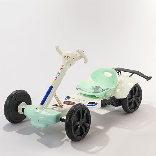 RIDEONMOP 6V 7Ah Faltbares Go-Kart für Kinder, Elektrisches Drift-Kart mit verstellbarem Sitz und Lenkrad, LED-Licht, Musik, 380W Motor Ride On Go Karren für Jungen Mädchen,Grün von RIDEONMOP