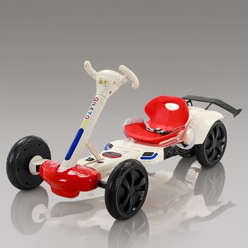 RIDEONMOP 6V 7Ah Faltbares Go-Kart für Kinder, Elektrisches Drift-Kart mit verstellbarem Sitz und Lenkrad, LED-Licht, Musik, 380W Motor Ride On Go Karren für Jungen Mädchen,Rot von RIDEONMOP