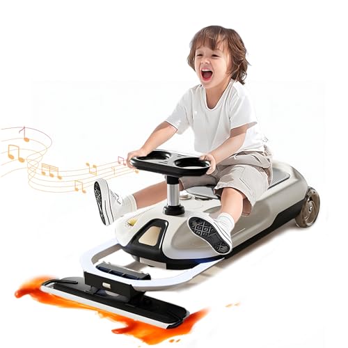 RIDEONMOP Reinigungs-Go-Kart für Kinder, tragbares Mini-Go-Kart mit coolen Lichtern und Musik, einziehbares Reinigungs-Wisch-Go-Kart, Kinder-Fahrzeug für 3+,Schwarz von RIDEONMOP