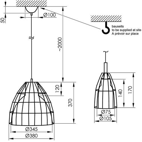 RIDI 300048 300048 Pendelleuchte E14 Weiß von RIDI