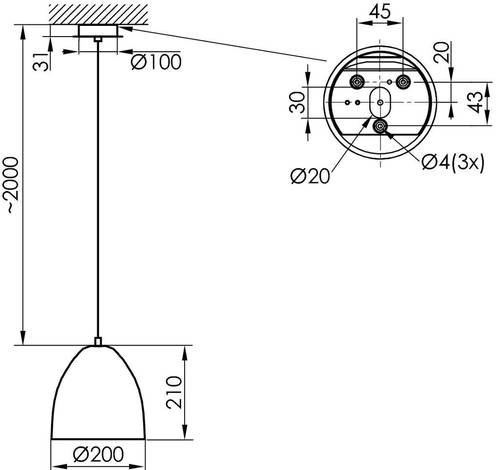 RIDI 300063 300063 Pendelleuchte E27 Rot von RIDI