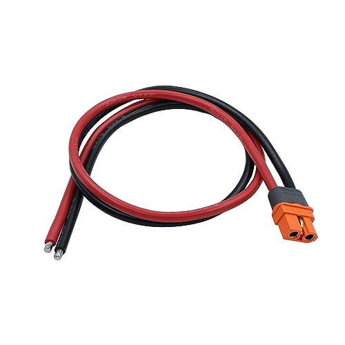 RIIEYOCA XT60I-F Stecker Buchse auf Blankdraht Stecker mit 12AWG Silikondraht für RC Lipo Akku Kabel Drohne 50CM/19.7in (1Pcs) von RIIEYOCA