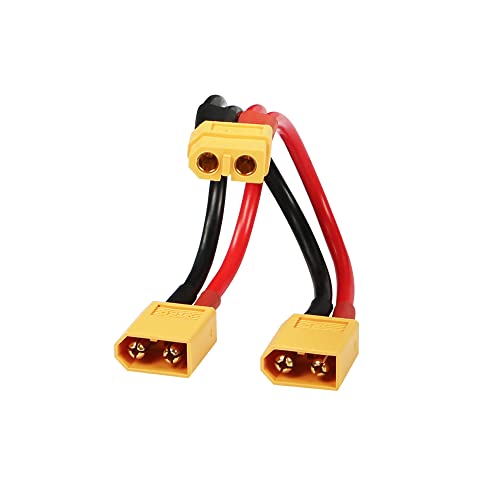 RIIEYOCA XT60 Parallel Batterieanschluss Adapter Dual Extension XT60 Y Splitter 1-Buchse auf 2-Stecker 14AWG Kabel für RC Modus Hubschrauber Quadcopter von RIIEYOCA