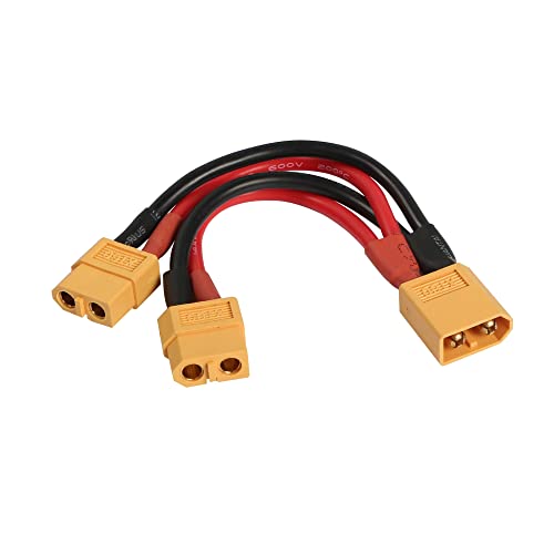 RIIEYOCA XT60 Parallel Batterieanschluss Adapter Dual Extension XT60 Y Splitter 1-Stecker auf 2-Buchse 14AWG Kabel für RC Modus Hubschrauber Quadcopter von RIIEYOCA