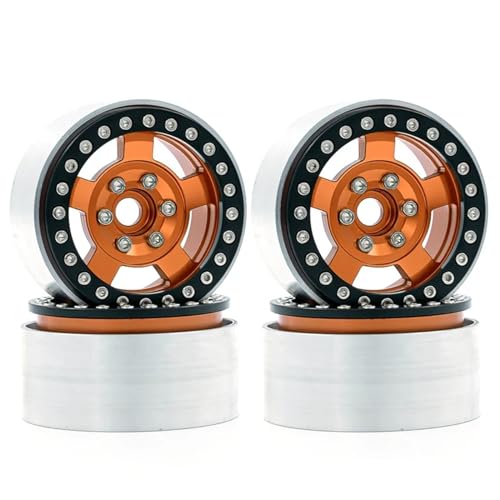 4 STÜCKE Metall Beadlock 1.9 Radnabenfelgen, for 1/10 RC Crawler Car for Axial SCX10 90046 AXI03007 for Traxxas for TRX4 for RC4WD D90 (Color : Orange) von RIJPEX