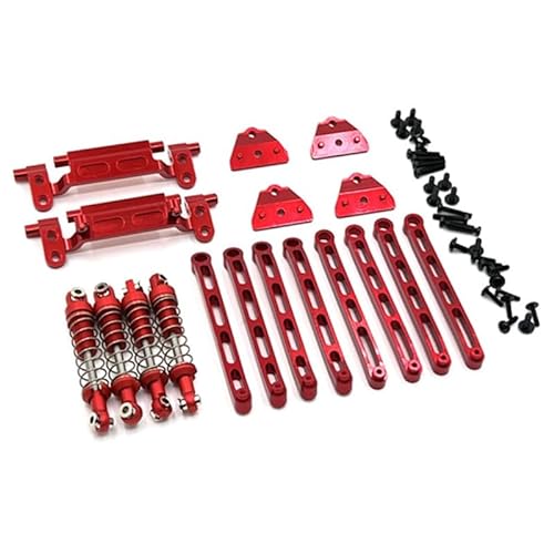 Metall-Stoßdämpfer Verbindungsstange Servo Mount Shock Tower, for MN78 MN-78 MN 78 1/12 RC Car Upgrades Ersatzteile 3 (Color : Red) von RIJPEX